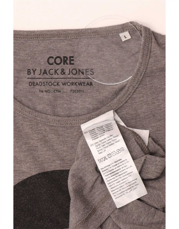 Jack & Jones Ανδρικό γραφικό T-Shirt Top Large Grey Polyester