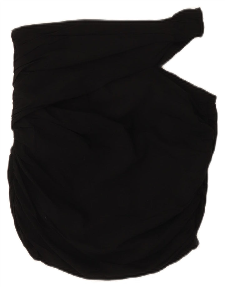 Zara Womens Crop One Shoulder Top UK 8 Small Black Viscose