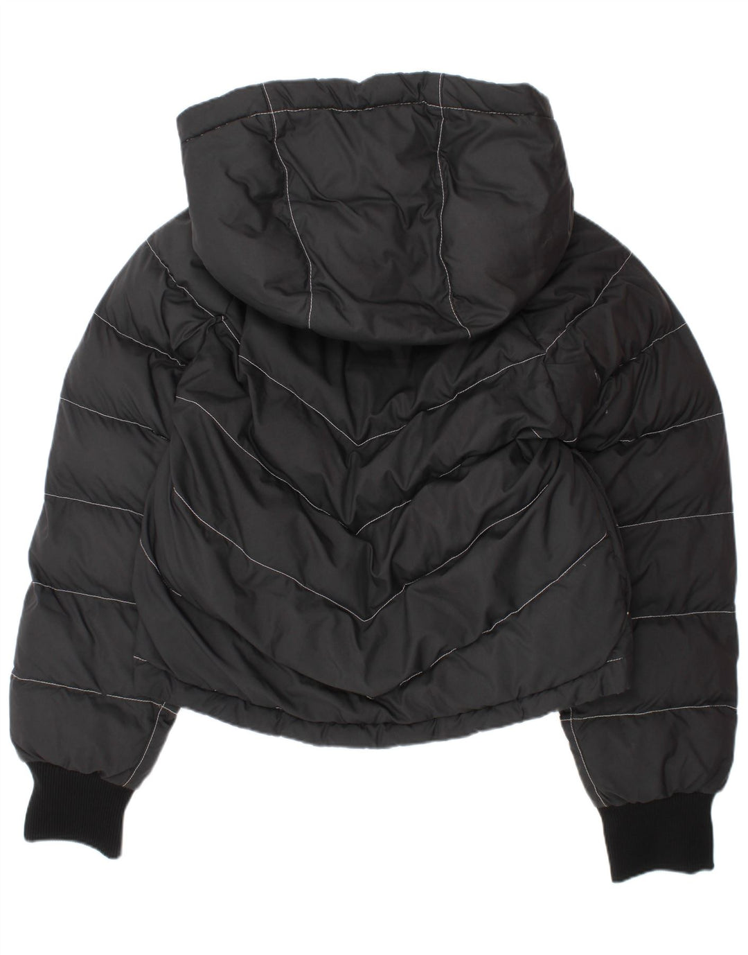 Nike Girls Hooded Jacket 8-9 Years Small Black Polyester