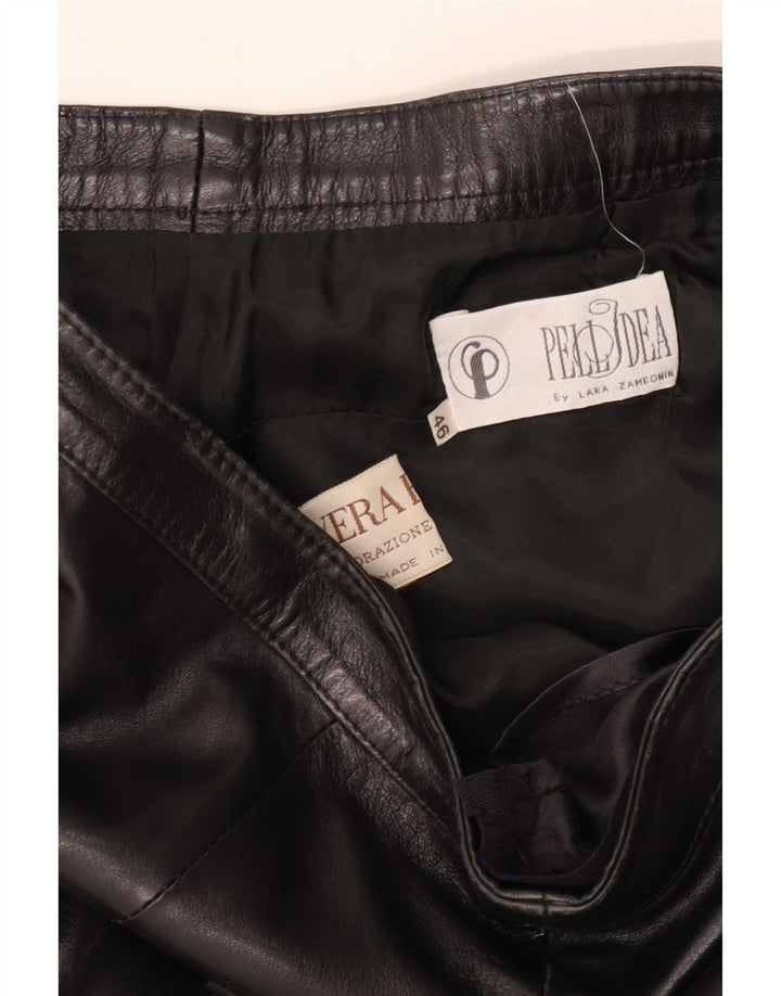 Vintage Γυναικεία Δερμάτινη Φούστα IT 46 Large W30 Μαύρη