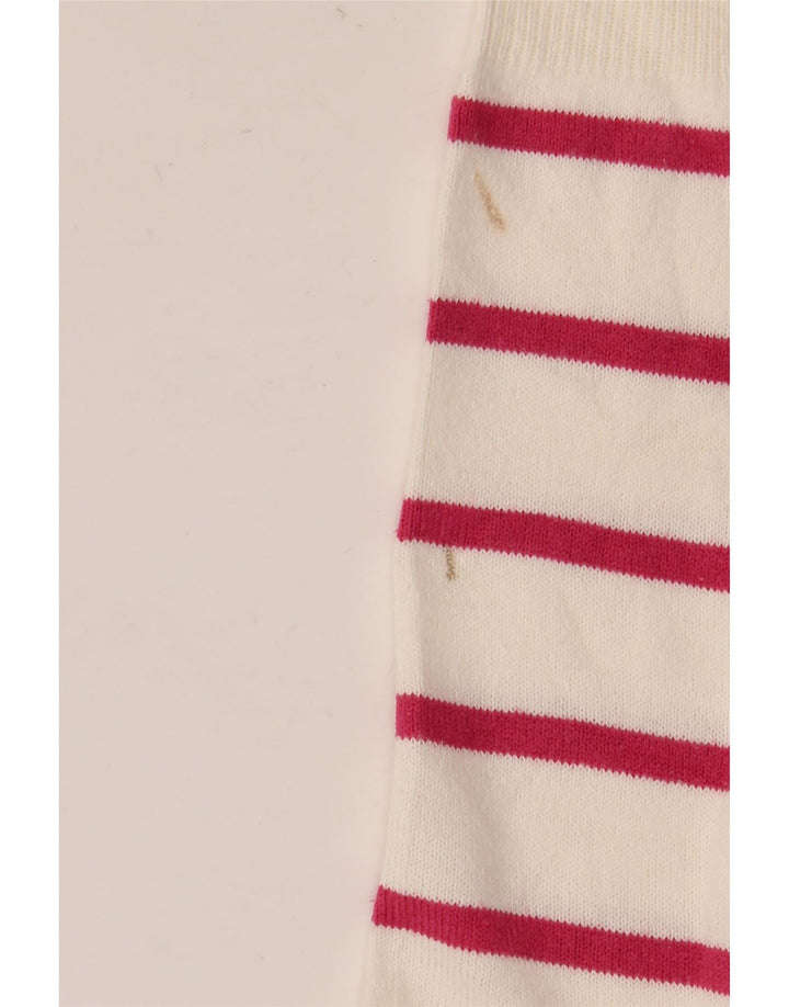Marks & Spencer Γυναικείο πουλόβερ με λαιμόκοψη UK 10 Small White ριγέ