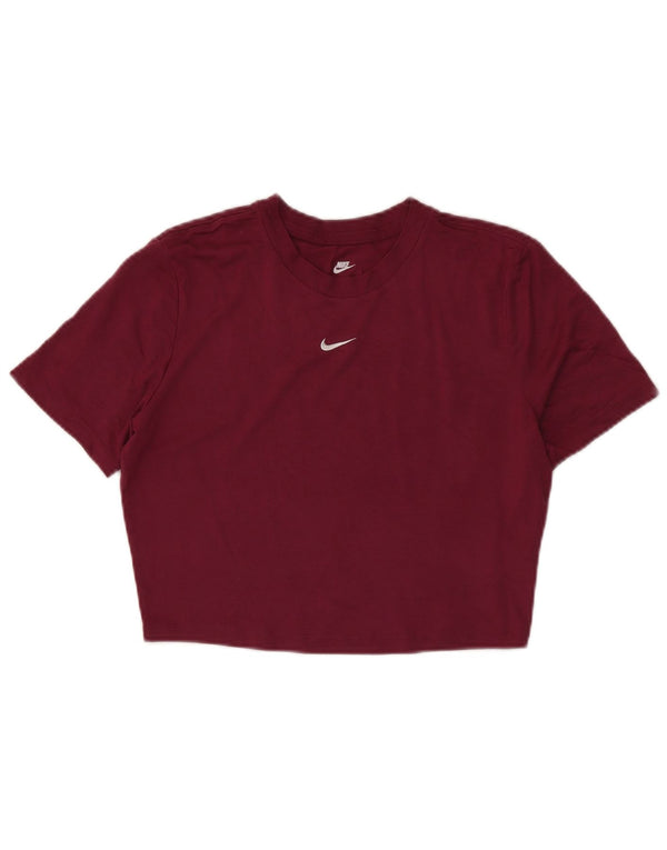 Γυναικείο μπλουζάκι Nike Crop Slim Fit Top UK 14 Large μπορντό πολυεστέρα