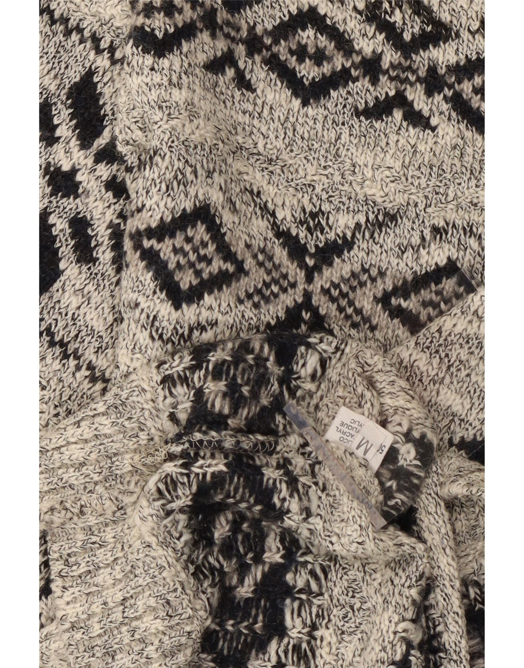 VINTAGE Ανδρικό πουλόβερ με λαιμόκοψη με λαιμόκοψη σε μεσαίο γκρι μαλλί Fair Isle