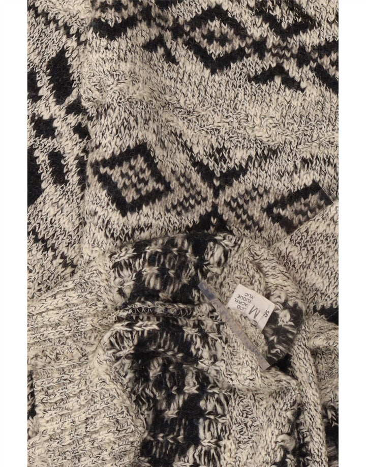 VINTAGE Ανδρικό πουλόβερ με λαιμόκοψη με λαιμόκοψη σε μεσαίο γκρι μαλλί Fair Isle