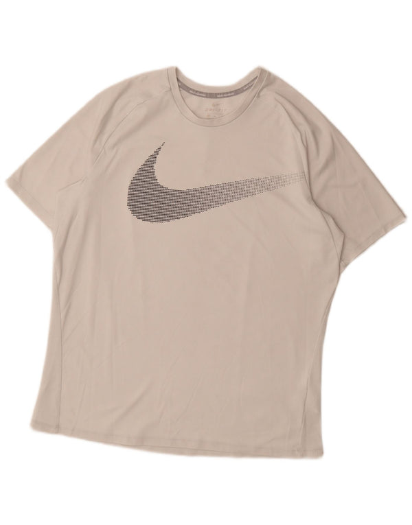 Ανδρικό γραφικό μπλουζάκι Nike Dri Fit, μεσαίο λευκό πολυεστέρας