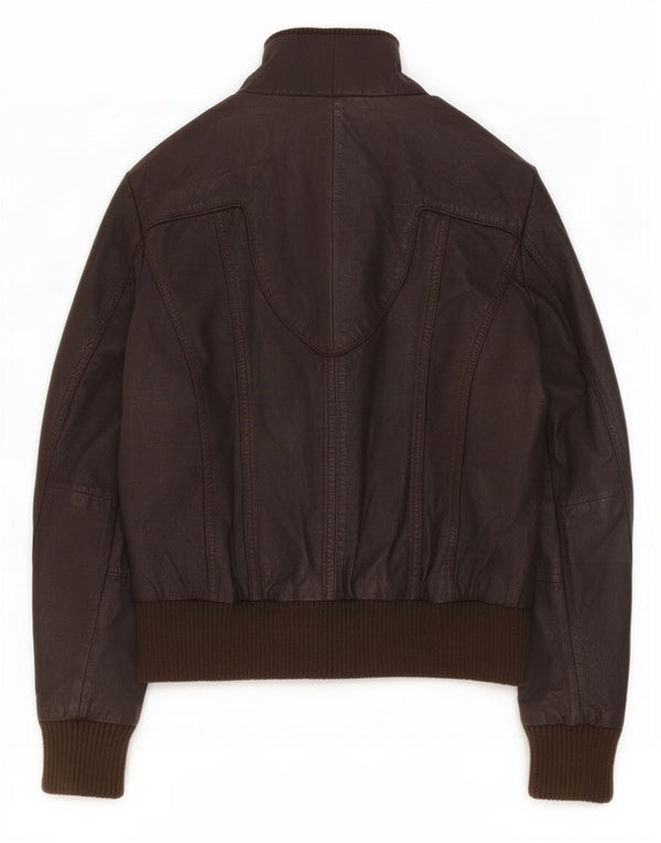 Vintage Γυναικείο Military Δερμάτινο Μπουφάν UK 14 Large Brown