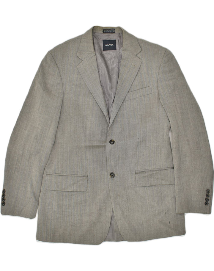 NAUTICA Mens 2 Button Blazer Jacket UK 40 Large Grey Striped | Vintage Nautica | Thrift | Second-Hand Nautica | Used Clothing | Messina Hembry 