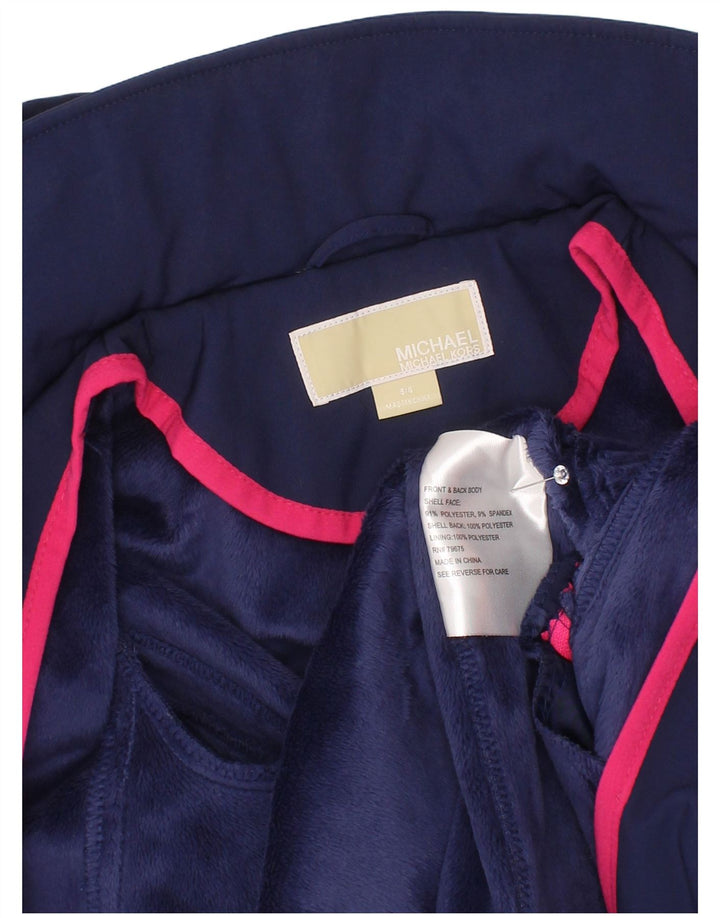 Michael Kors Girls Hooded Windbreaker Jacket 5-6 Years Navy Blue Polyester