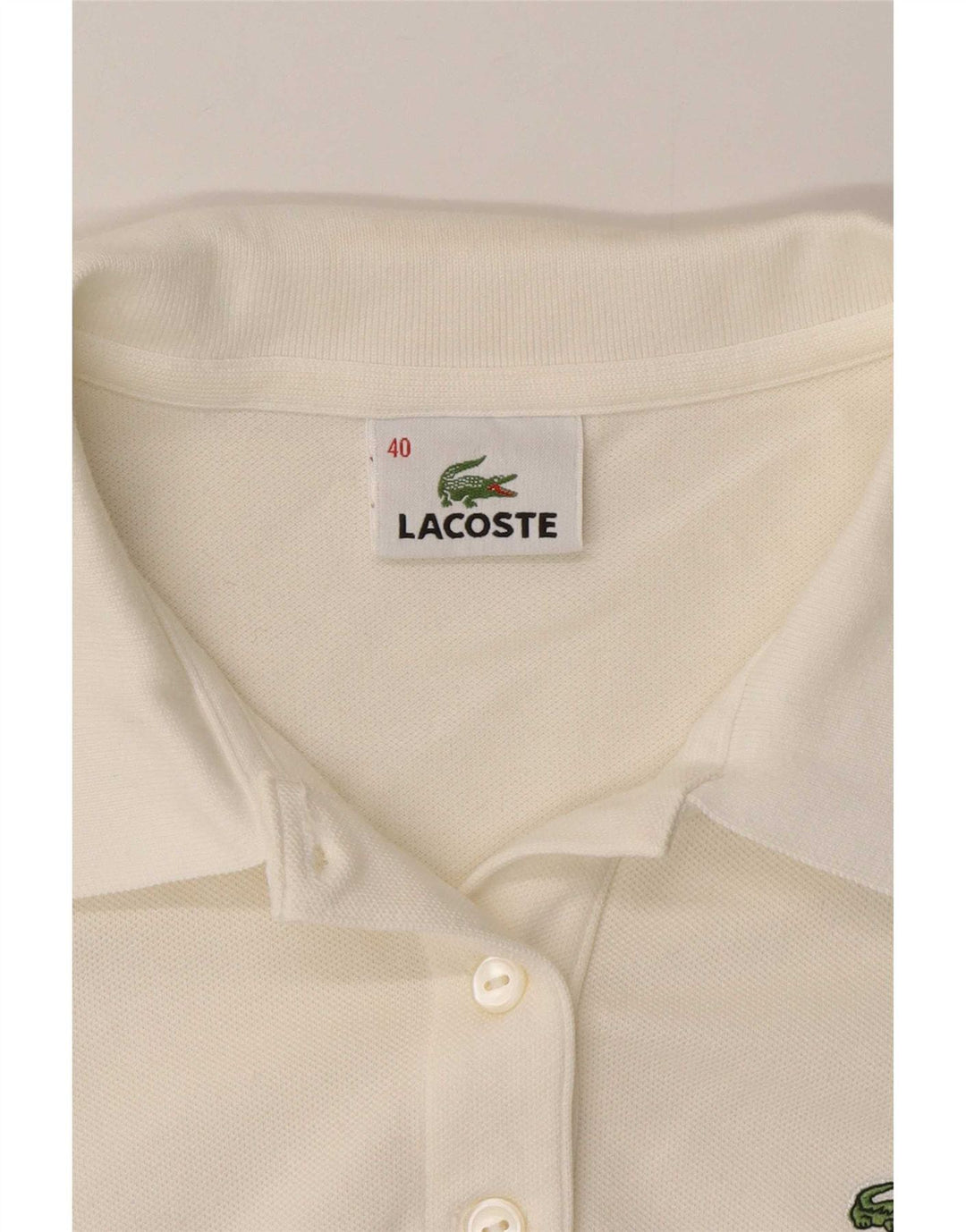 Γυναικείο μακρυμάνικο μπλουζάκι πόλο Lacoste Μέγεθος 40 Μεσαίο λευκό βαμβακερό