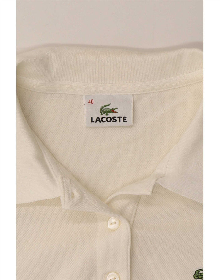 Γυναικείο μακρυμάνικο μπλουζάκι πόλο Lacoste Μέγεθος 40 Μεσαίο λευκό βαμβακερό