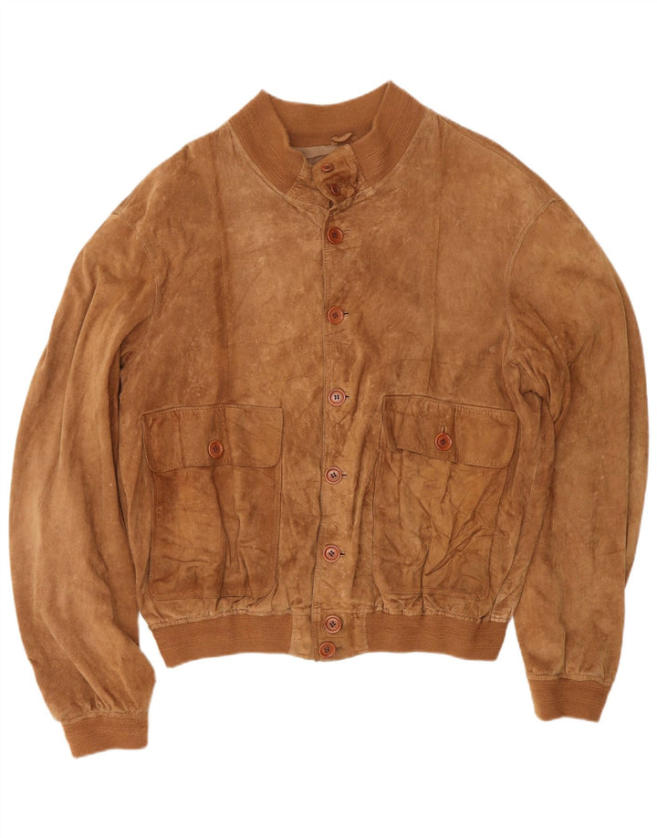 Vintage Ανδρικό Suede Bomber Jacket UK 40 Large Brown