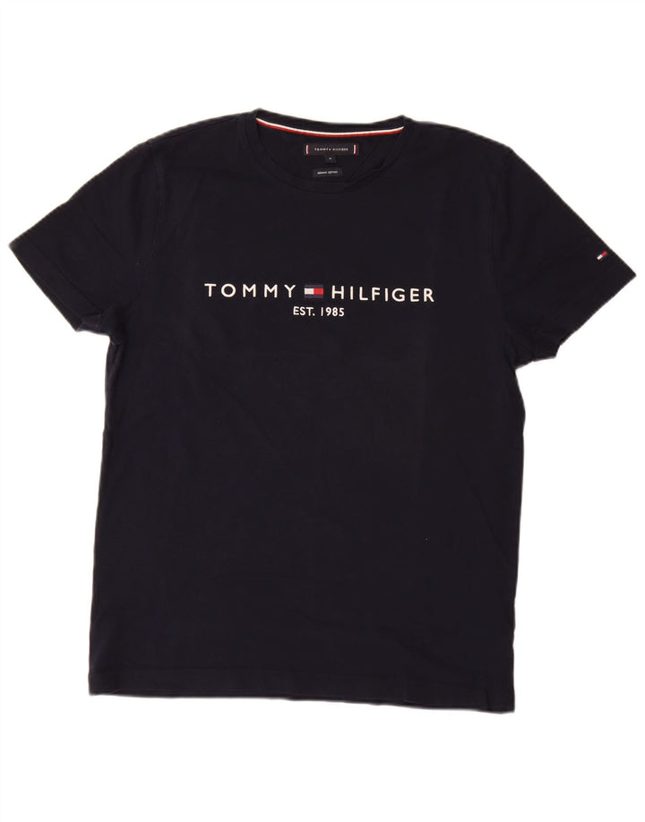 Ανδρικό γραφικό μπλουζάκι TOMMY HILFIGER Τοπ μεσαίο μπλε βαμβακερό