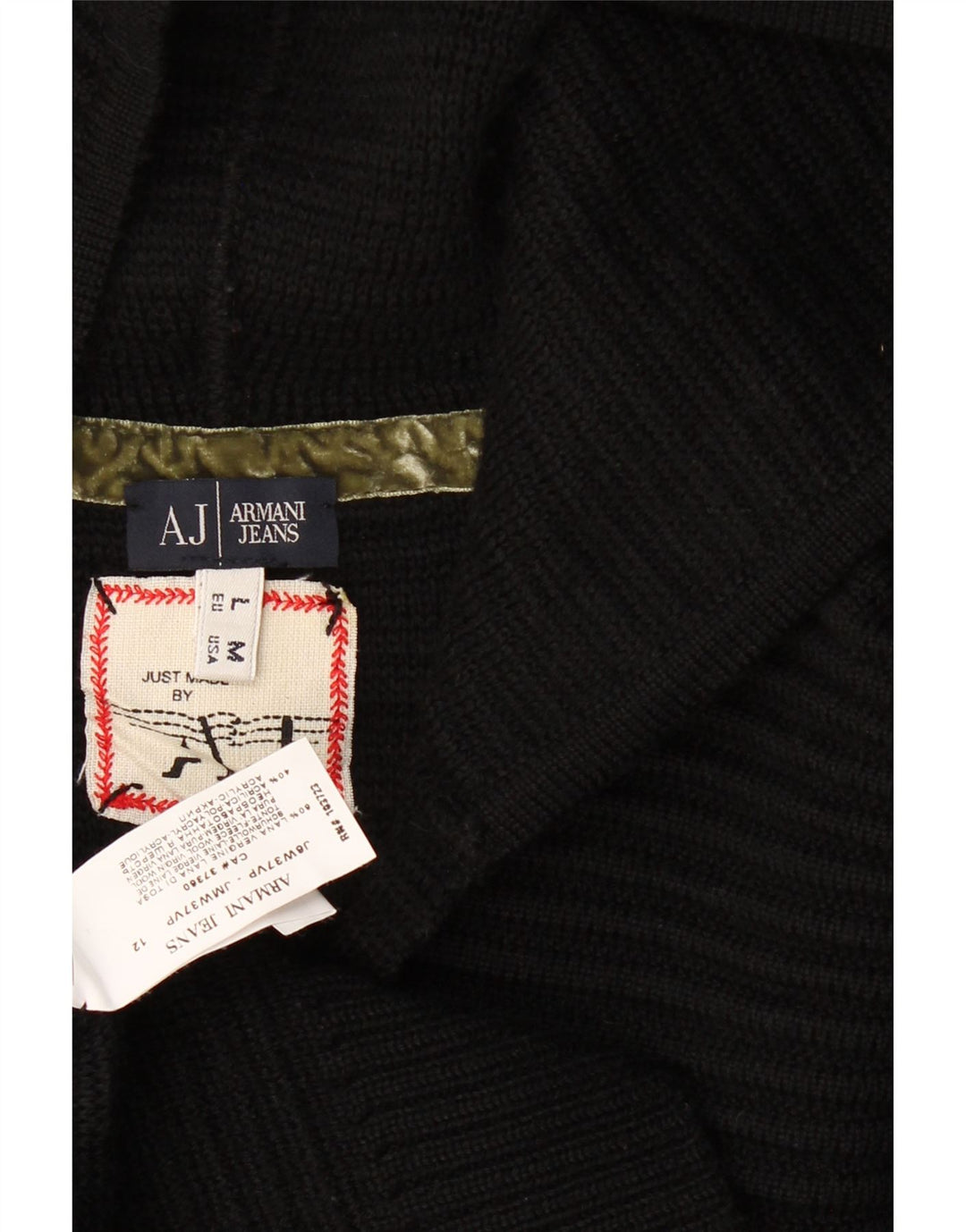 Armani Jeans Γυναικείο πουλόβερ με κουκούλα UK 14 μεσαίο μαύρο μαλλί