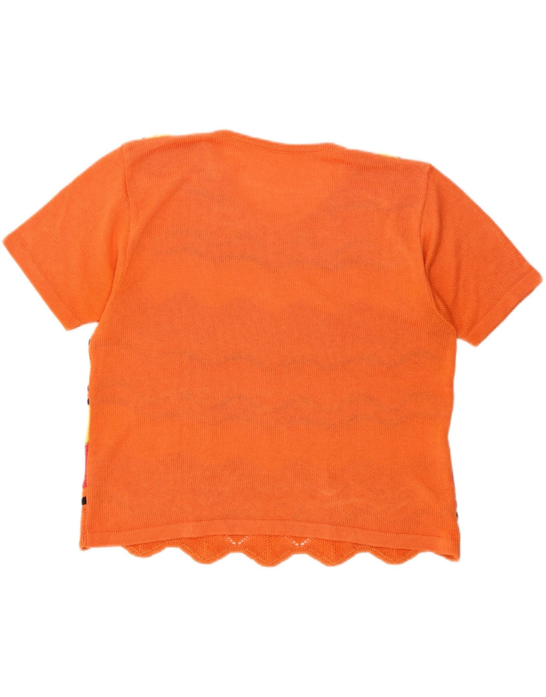 Vintage γυναικείο πλεκτό T-shirt Top UK 14 Medium πολύχρωμο γεωμετρικό