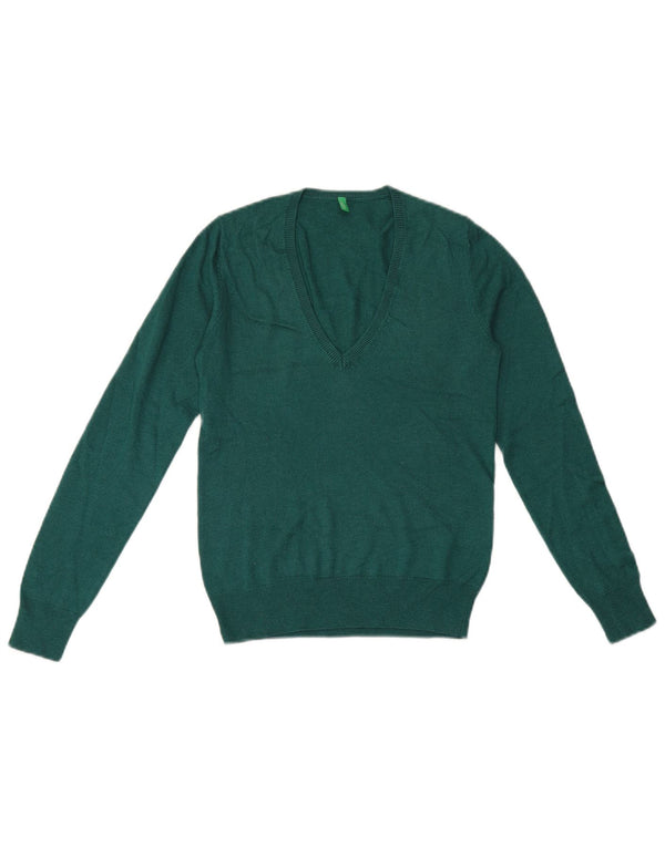 Benetton Γυναικείο πουλόβερ με λαιμόκοψη UK 6 XS Πράσινη βισκόζη