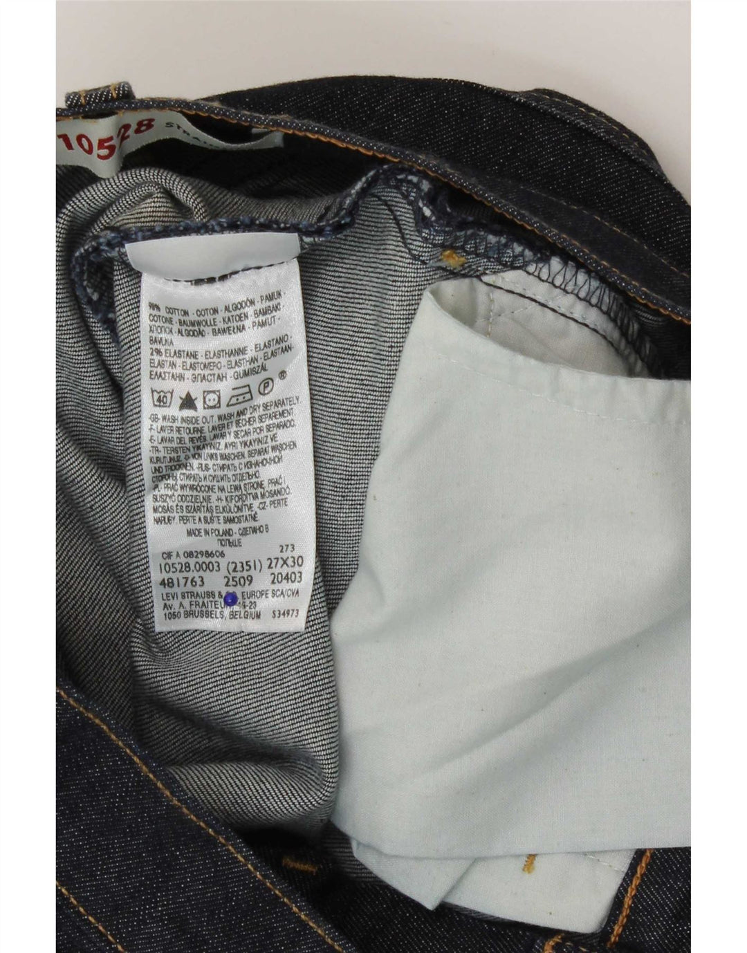 Levi's Womens 528 Straight Jeans W27 L30 Navy Blue Cotton