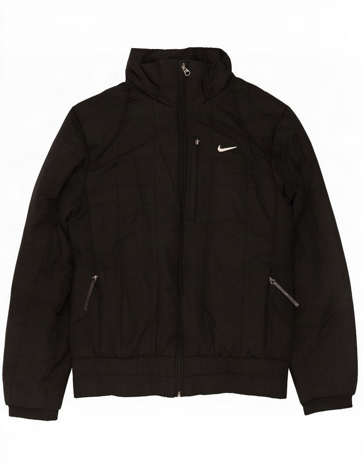 Γυναικείο μπουφάν Nike με κουκούλα με επένδυση UK 10/12 Μεσαίο μαύρο πολυεστέρα