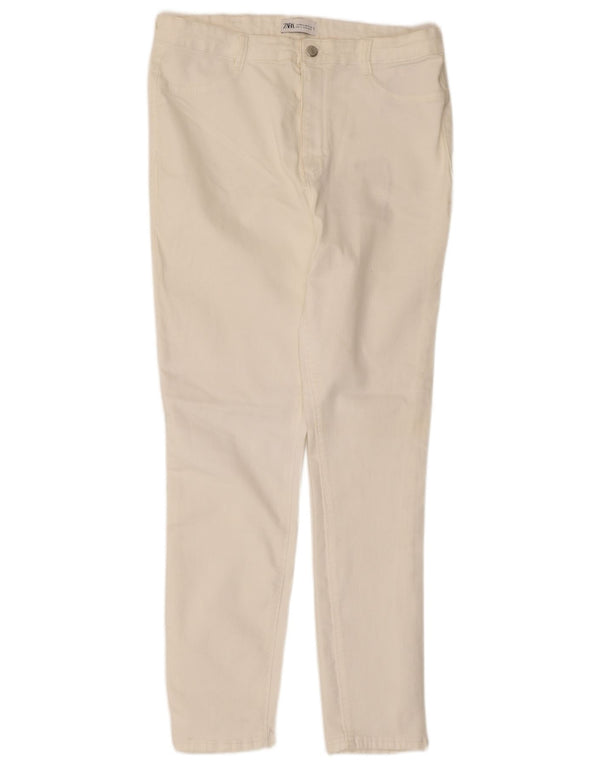 Zara Γυναικείο Slim Casual Παντελόνι EU 46 2XL W36 L28 Λευκό βαμβακερό