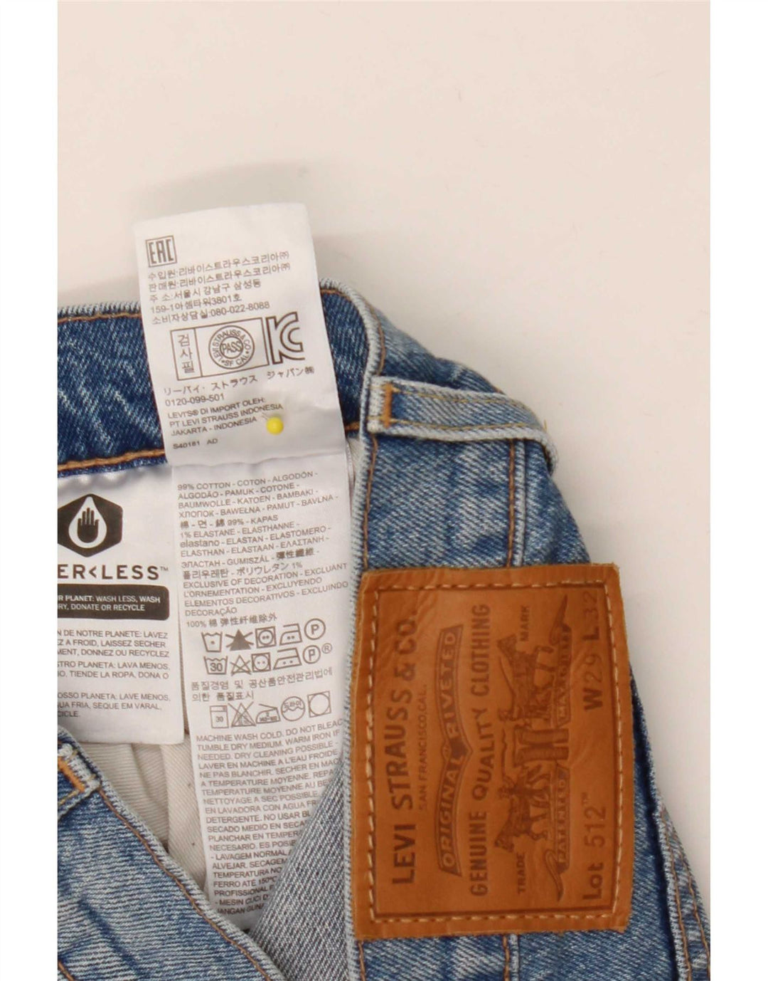Levi's Mens 512 Tapered Slim Jeans W29 L32 Blue Cotton