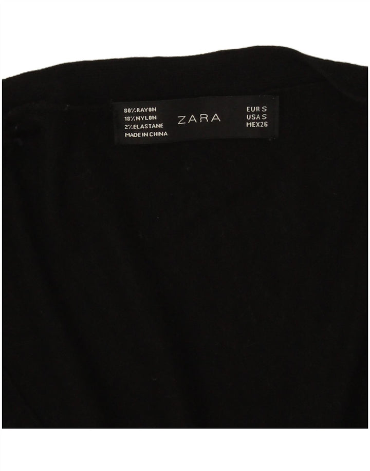 Zara Γυναικεία Ζακέτα UK 10 Small Black Rayon