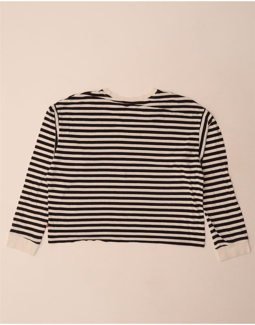 Levi's Womens Crop Graphic Top μακρυμάνικο UK 10 Small White ριγέ