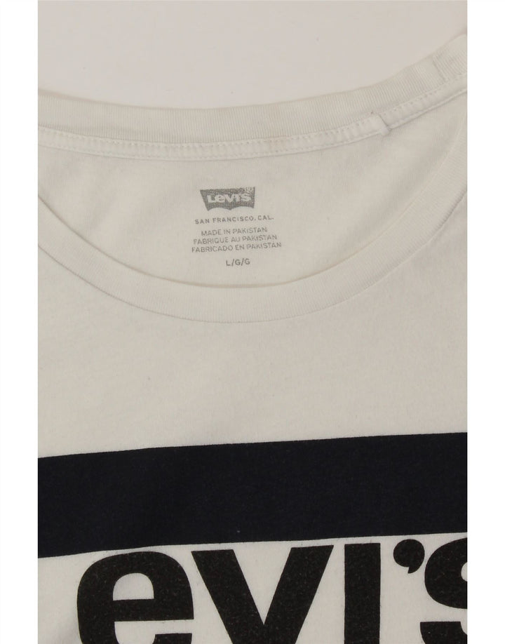 Γυναικείο γραφικό T-Shirt LEVI'S Top UK 16 Large White
