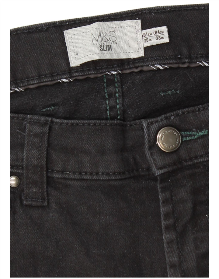 Marks & Spencer Ανδρικό Slim Jeans W36 L33 Μαύρο βαμβακερό