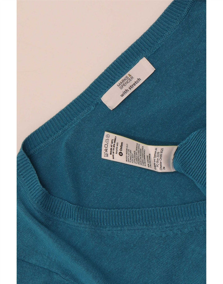 Marks & Spencer Γυναικείο πουλόβερ με λαιμόκοψη με V λαιμόκοψη UK 14 μεσαία τιρκουάζ βισκόζη
