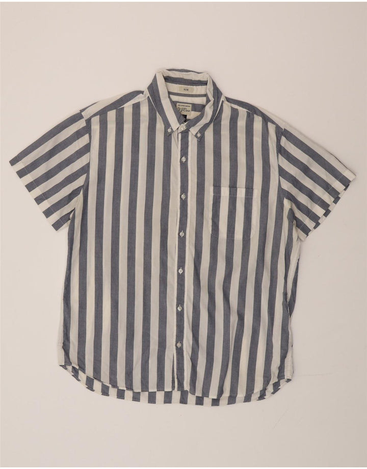 J. CREW Ανδρικό κοντομάνικο Slim πουκάμισο XL Μπλε ριγέ βαμβακερό