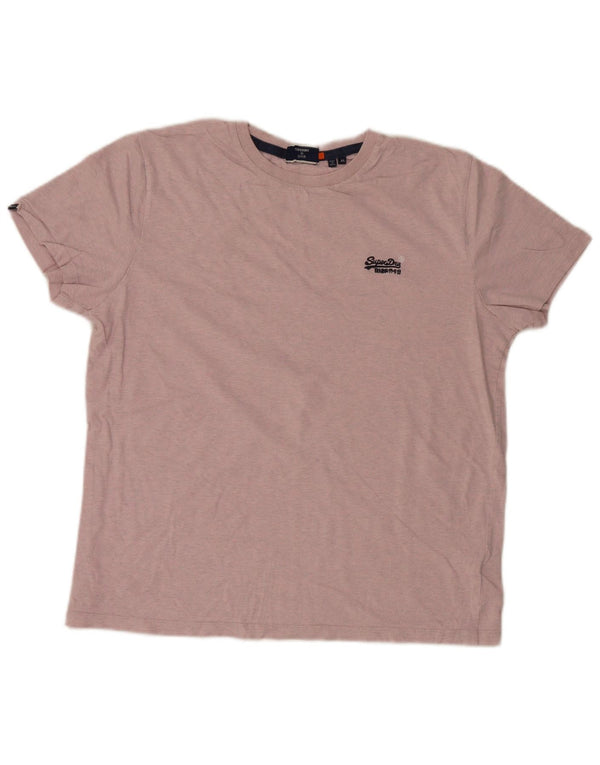 Superdry Ανδρικό T-Shirt Top XL Ροζ βαμβακερό