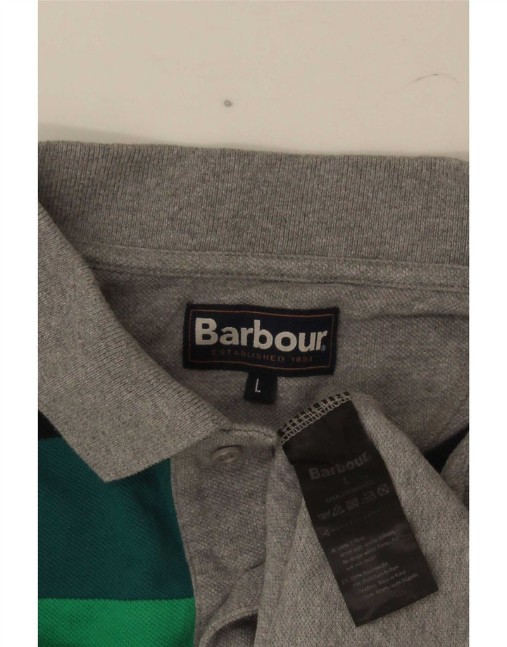 Ανδρικό πουκάμισο πόλο Barbour με μεγάλο γκρι χρώμα, βαμβακερό