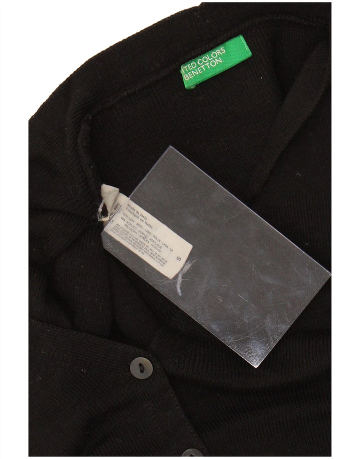 BENETTON Γυναικεία ζακέτα πουλόβερ UK 10 Small Black Wool