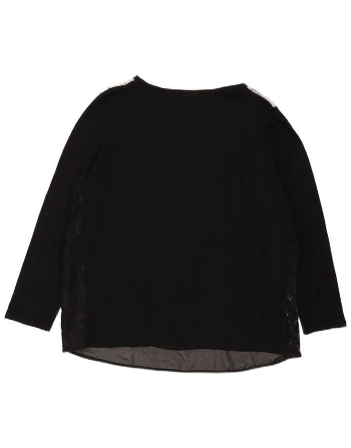 ELENA MIRO Γυναικείο Γραφικό Τοπ μακρυμάνικο UK 18 XL Μαύρο