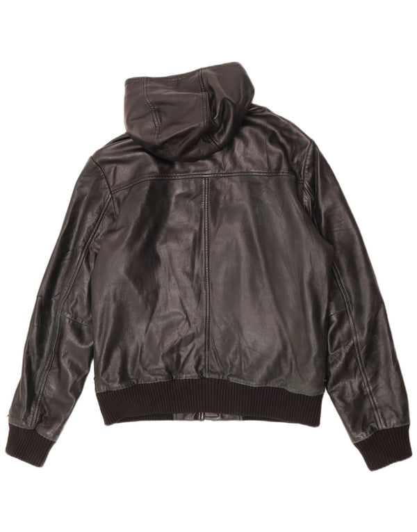 Ανδρικό δερμάτινο μπουφάν Conbipel με κουκούλα IT 50 Large Black Lambskin