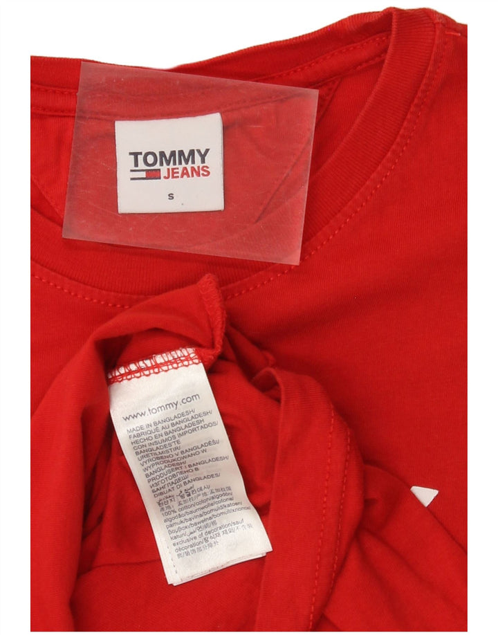 TOMMY HILFIGER Ανδρικό γραφικό T-Shirt Top Μικρό κόκκινο βαμβακερό