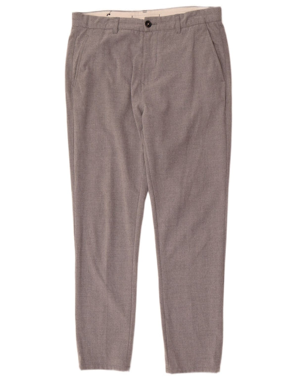Zara Mens Slim Chino Trousers EU 42 Large W32 L28 Grey Polyester