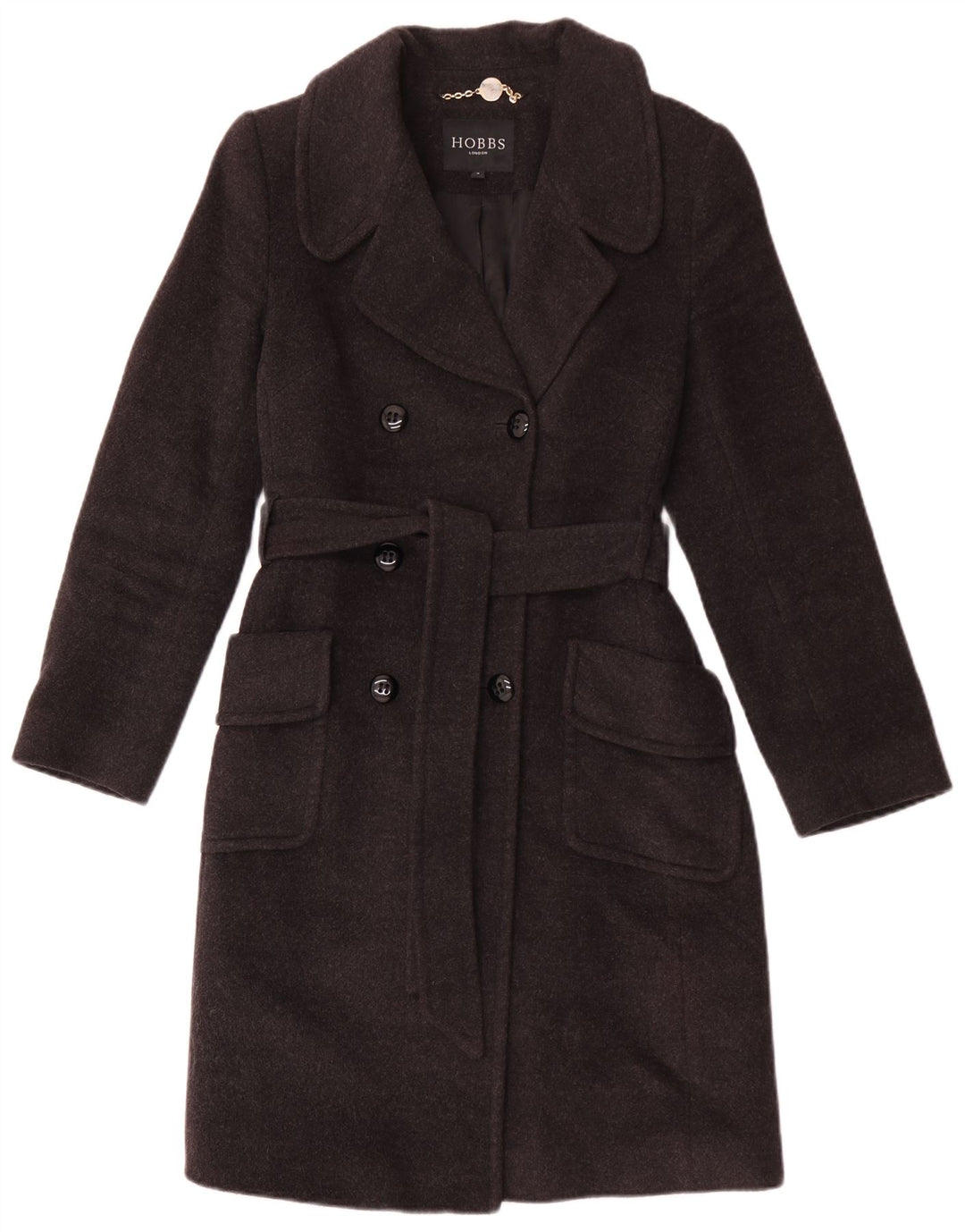 Hobbs Γυναικείο παλτό με διπλό στήθος UK 8 Small Grey Wool
