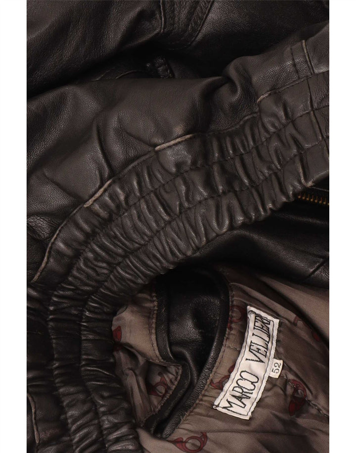 Vintage Ανδρικό Bomber Δερμάτινο Μπουφάν IT 52 XL Μαύρο