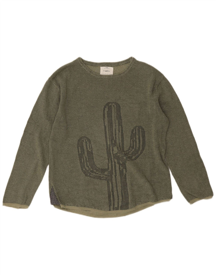 Zara Boys Graphic Top Μακρυμάνικο 11-12 ετών Χακί Βαμβάκι