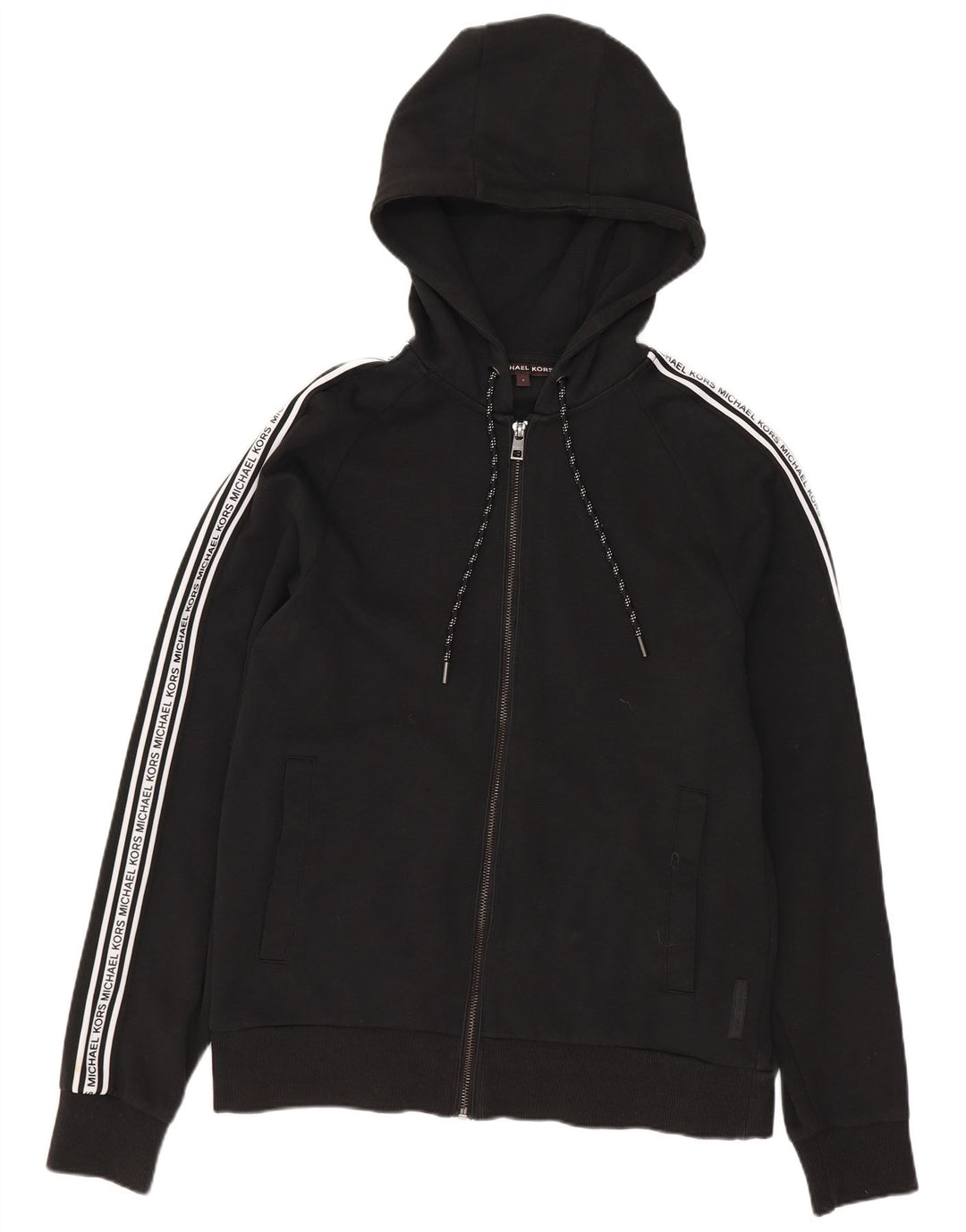 MICHAEL KORS Ανδρικό πουλόβερ με κουκούλα με φερμουάρ, μικρό μαύρο χρώμα