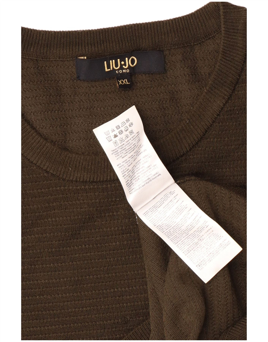 Πουλόβερ Liu Jo Mens Crew Neck Jumper 2XL Khaki Viscose