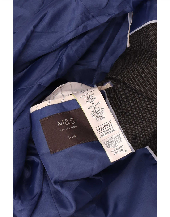 Marks & Spencer Ανδρικό μπουφάν με 2 κουμπιά, λεπτό σακάκι UK 38 μέτριο μαύρο μαλλί