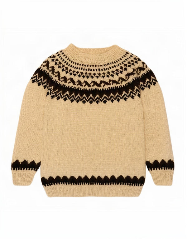 Vintage γυναικείο πουλόβερ με λαιμόκαυστο UK 16 Large Beige Fair Isle