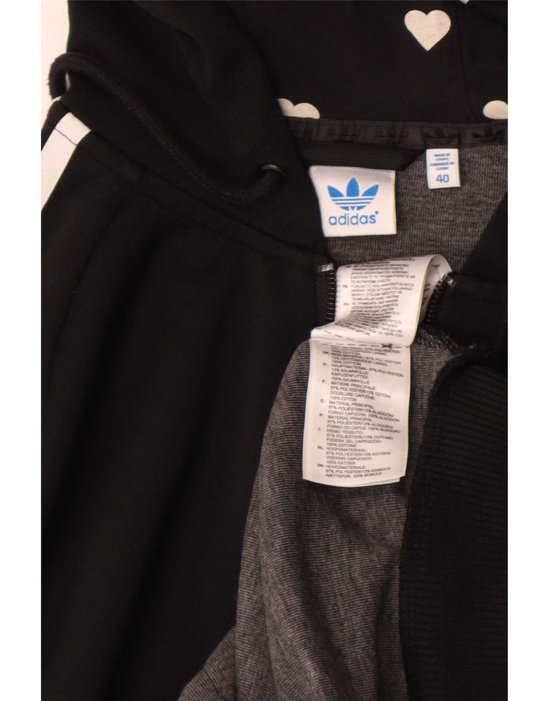 Γυναικείο πουλόβερ με κουκούλα με φερμουάρ Adidas IT 40 μικρό μαύρο πολυεστέρα