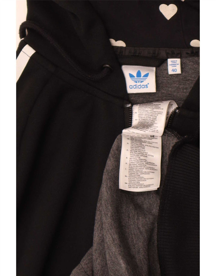 Γυναικείο πουλόβερ με κουκούλα με φερμουάρ Adidas IT 40 μικρό μαύρο πολυεστέρα