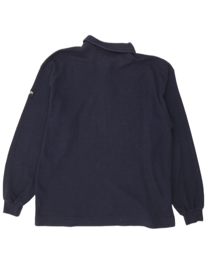 Ανδρικό μακρυμάνικο μπλουζάκι πόλο της Reebok, μεσαίο μπλε βαμβακερό