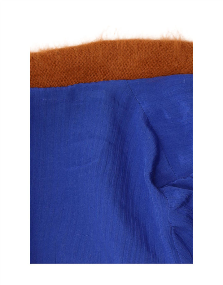 Vintage γυναικείο Longline ανοιχτό πουλόβερ ζακέτα UK 14 Medium Brown Paisley