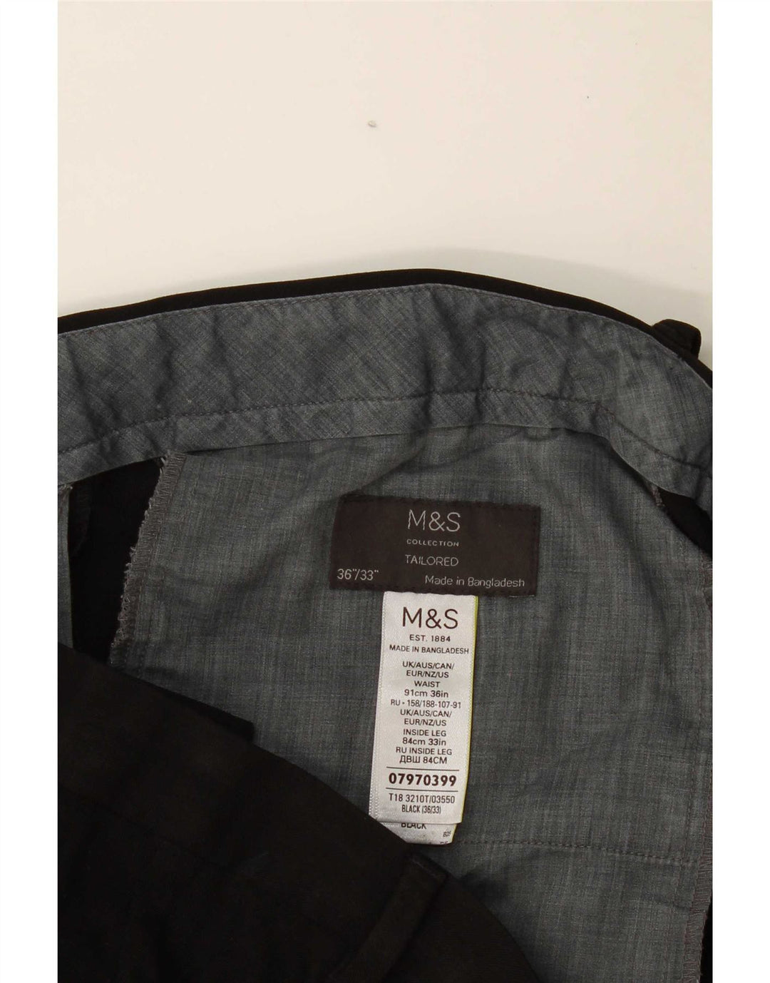 Ανδρικό παντελόνι με φόρμα Marks & Spencer W36 L33 μαύρο πολυεστέρα