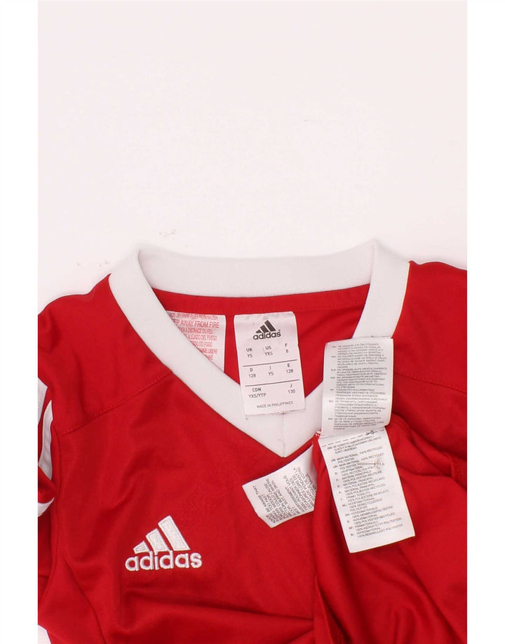 Adidas Boys Climalite Top μακριά μανίκια 7-8 ετών Small Red Colourblock