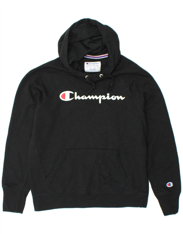 CHAMPION Womens Graphic Hoodie Jumper UK 10 Small Black Polyester Vintage Champion and Second-Hand Champion from Messina Hembry 